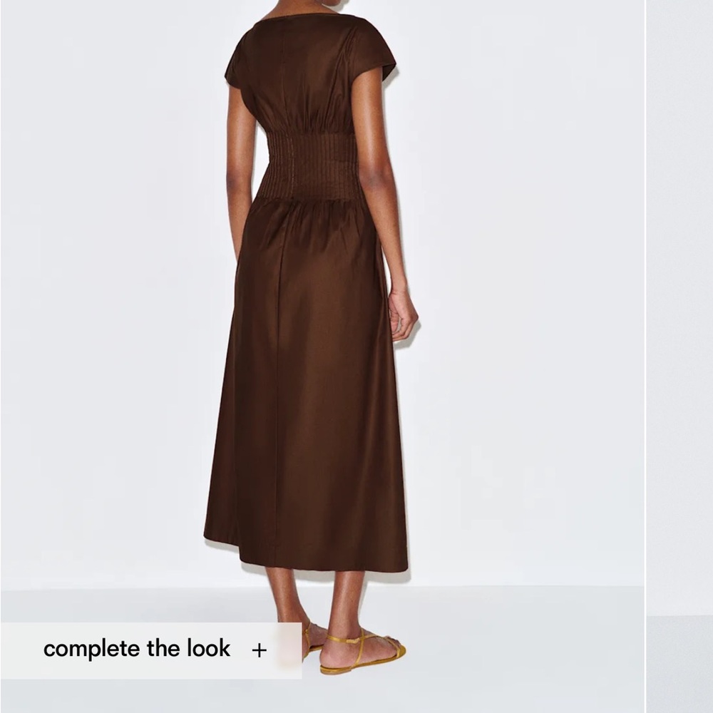 Reformation Aintana Dress Cafe Brown Midi NWT Size 4 - Picture 4 of 5